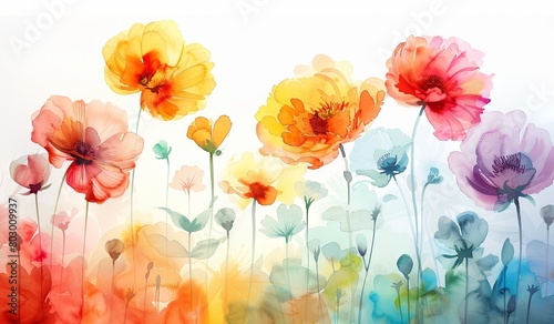 Fototapeta Naklejka Na Ścianę i Meble -  Colorful watercolor flower merging with a human silhouette