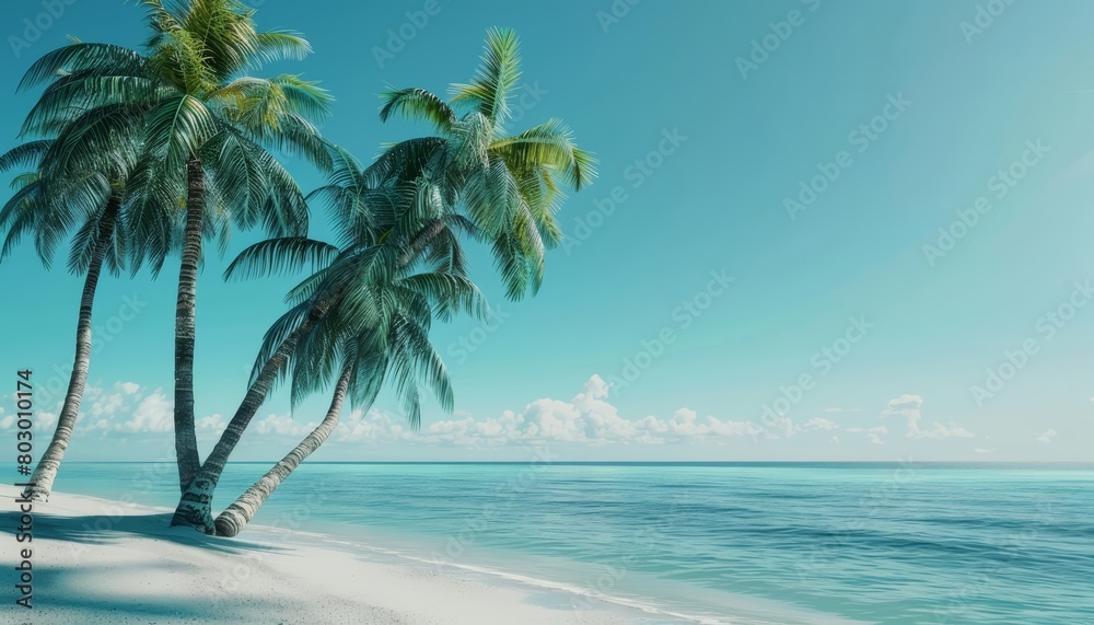 Create a photorealistic image of a beach with palm trees Create a photorealistic image of a beach with palm trees