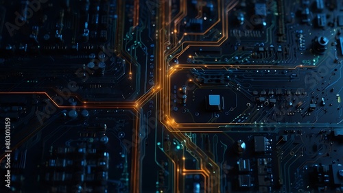 Circuit board. Electronic computer hardware technology. Motherboard digital chip. Tech science background.