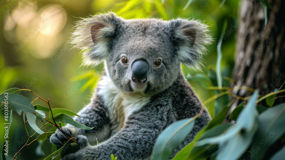 Fototapeta premium Koala in a eucalyptus tree.