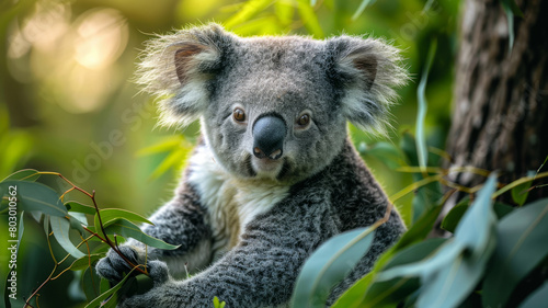 Koala in a eucalyptus tree.
