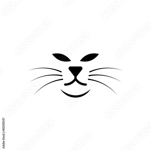 Grumpy angry cat face. Isolated vector silhouette on white background.
