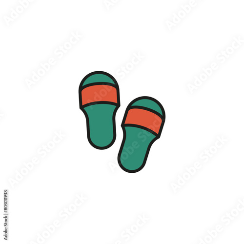 Slippers and flip flop icon. Color vector on white background.