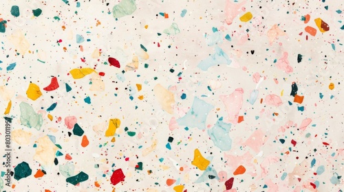 abstract terrazzo pattern, colored stone splashes on a beige background, marble background with multi-colored spots