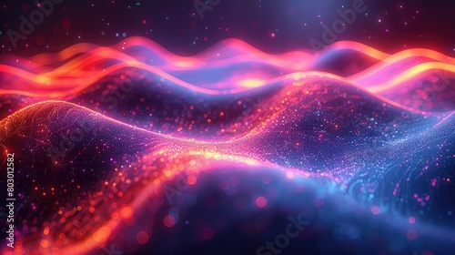 Dark abstract curve and wavy background with gradient and color, Glowing waves in a dark background © Hafidhulkarim60