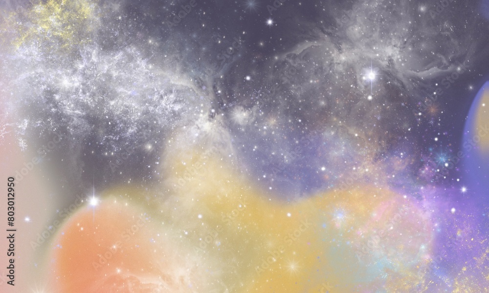colorful abstract pastel stars and cloud galaxy patterned background, purple  gradient background