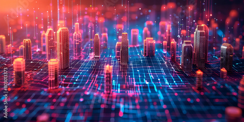 Wallpaper Mural Digital, cityscape, blue light, city, urban, skyline, skyscrapers, modern, architecture, city lights, downtown, metropolis, illuminated, futuristic, night, skyline silhouette, city skyline, cityscape  Torontodigital.ca