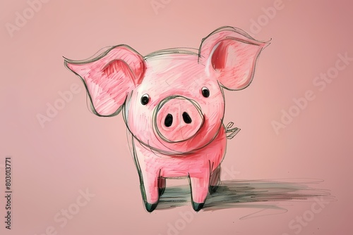 a pig pencil drawing for children
