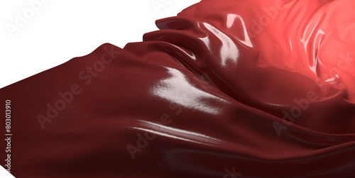 red wave silk satin fabric on white background for grand opening ceremony other occasion photo