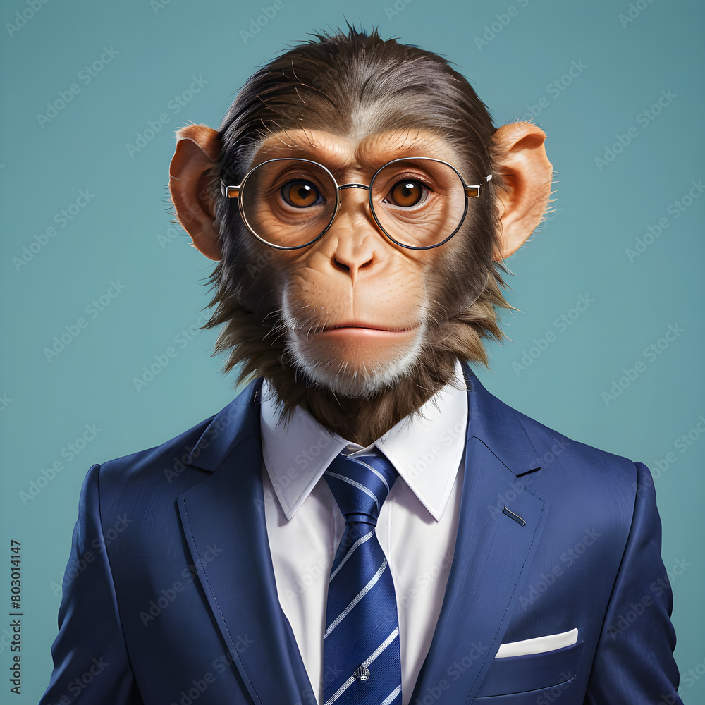 portrait of a businessman Monkey with glasses