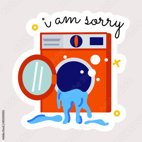 Get this flat sticker of machine overflow 