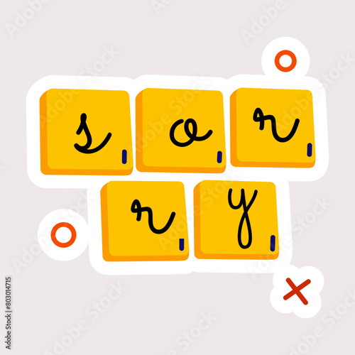 Trendy flat sticker of sorry word 