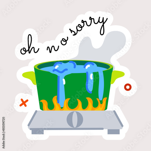 Ready to use flat sticker of boiling water 