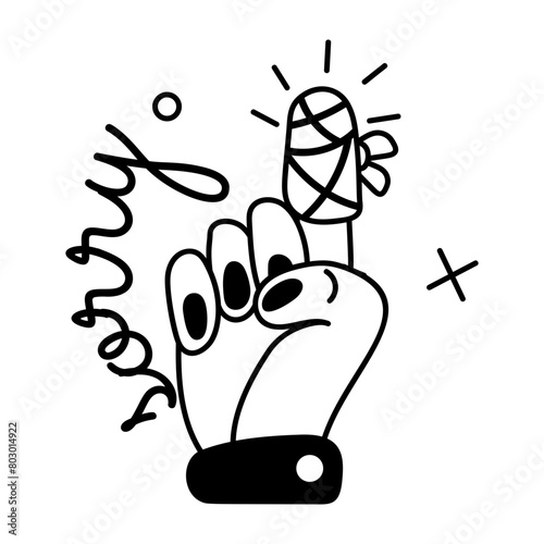 A glyph sticker of hand injury 