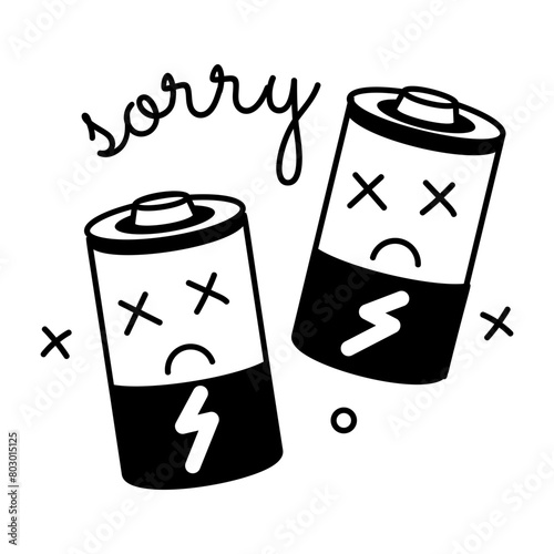 A glyph sticker of empty batteries 