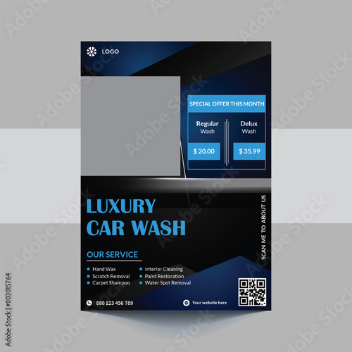 Car Wash Flyer, Car Cleaning Service template, a4 car wash service flyer, automobile wash service leaflet design, Car Wash Business Promotion Poster
