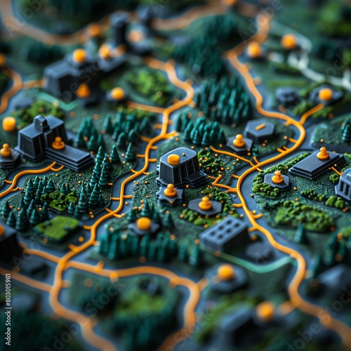 A cyberthemed map showing different paths and strategies for SEO optimization photo