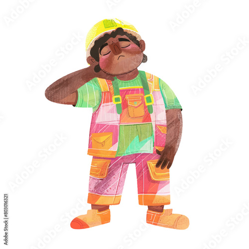 tired employee worker watercolor illustration