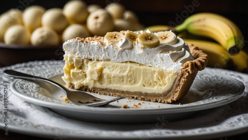 A slice of banana cream pie