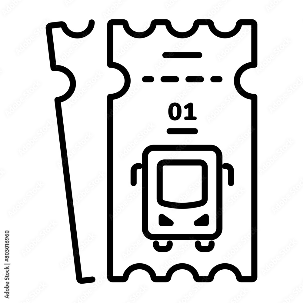 Editable linear icon of a bus ticket Editable linear icon of a bus ticket