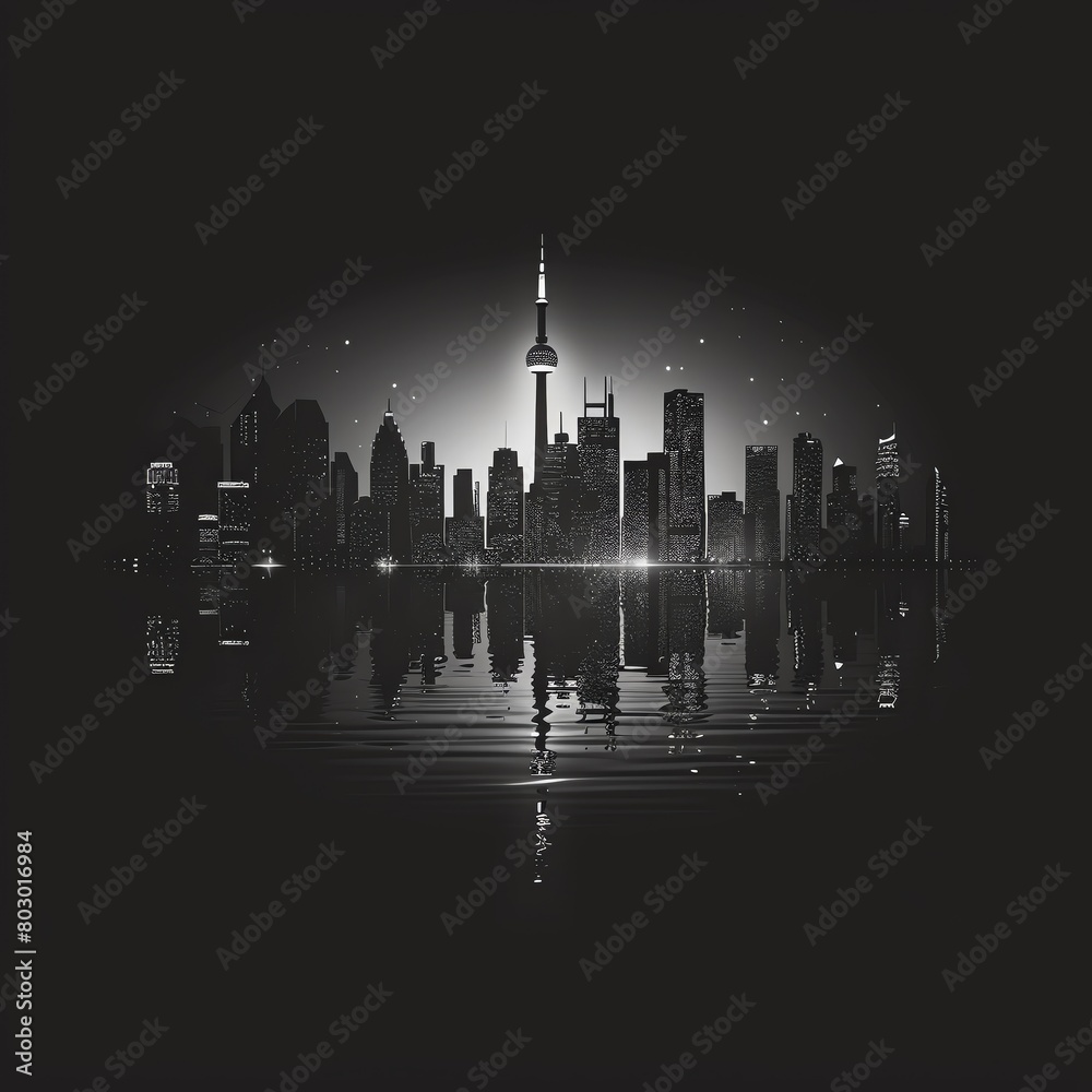 A sleek vector background featuring iconic skylines of major world cities in monochrome tones, ideal for international business themes