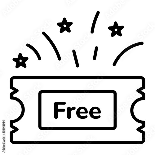 Ready to use linear icon of a free pass