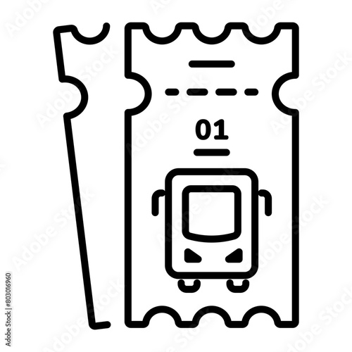 Editable linear icon of a bus ticket 