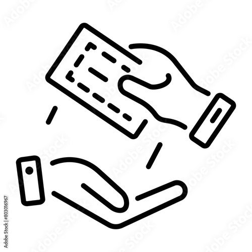 A linear style icon of getting ticket 