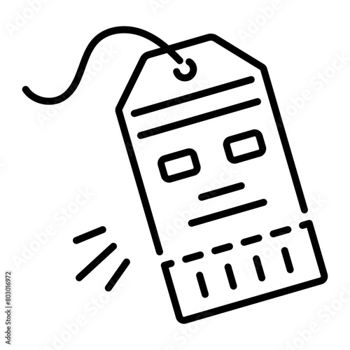 Handy linear icon of a work tag 