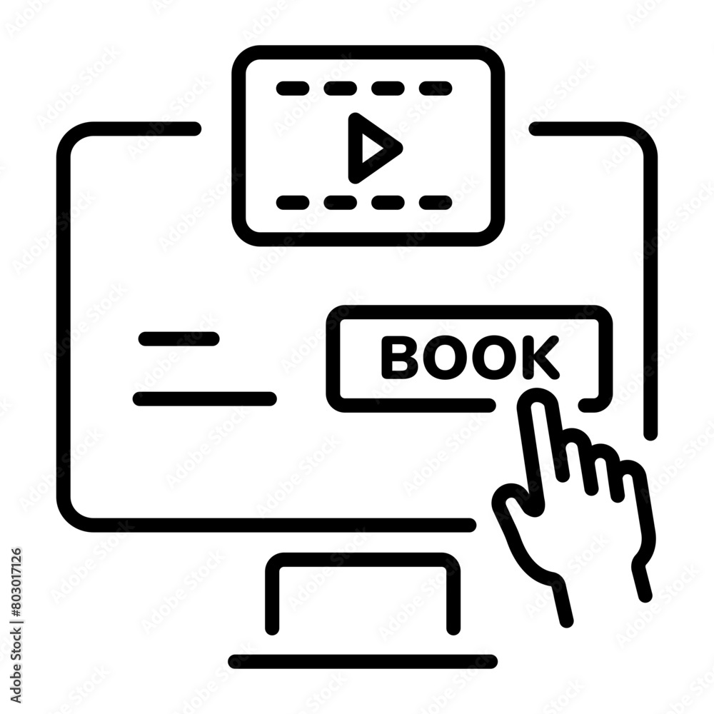 Trendy line style icon of digital booking Trendy line style icon of digital booking