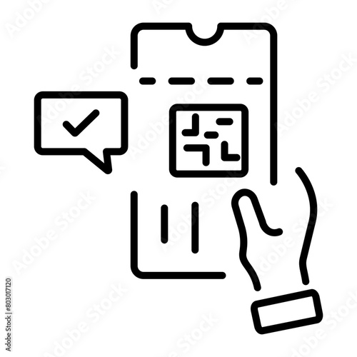 Get linear icon depicting confirm ticket 