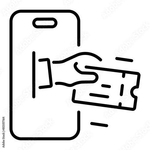 Check out linear icon of a ticket app 