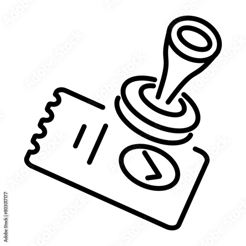 Editable line style icon of approval stamp