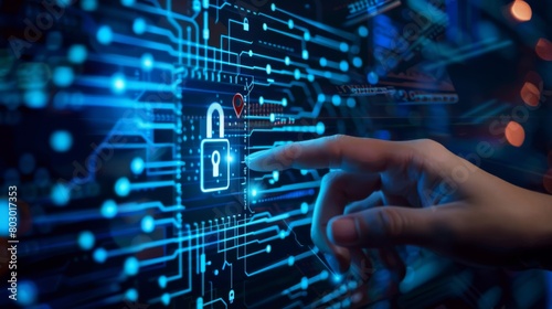 Enhance data encryption practices through a secure browsing environment, using digital visualization and a user-friendly interface to uphold stringent security display and privacy standards. photo