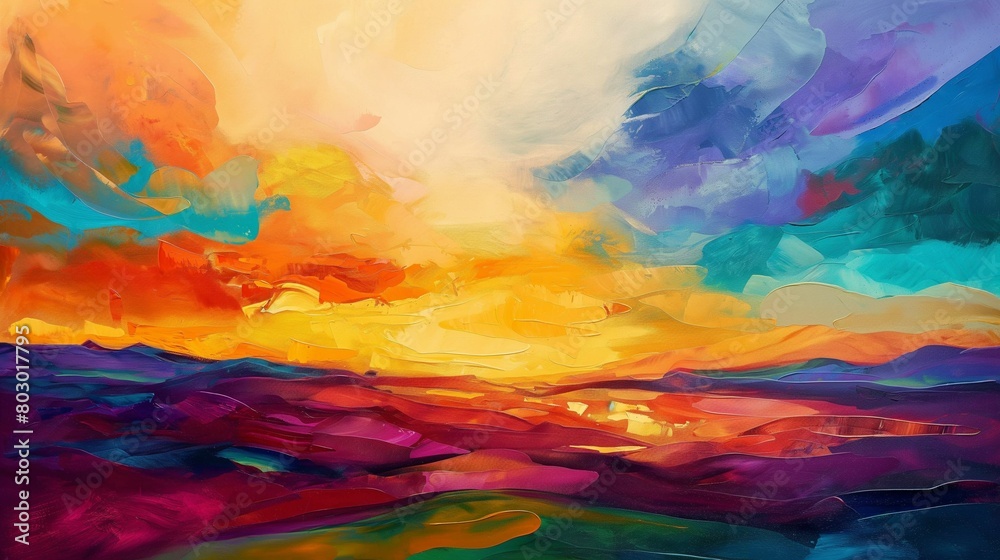 Vibrant abstract expressionist painting with swirling red, orange, and blue brush strokes. Vibrant abstract expressionist painting with swirling red, orange, and blue brush strokes.
