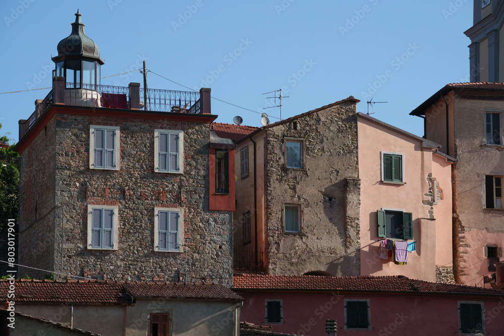 Fototapeta premium Mulazzo, historic town in Lunigiana, Tuscany, at morning