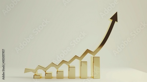 Golden Bar Graph with Rising Arrow