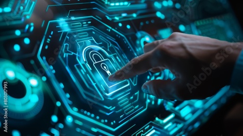 Advance threat detection and virtual lock technology, using biometric authentication to strengthen secure protocols and intrusion prevention systems in digital environments.