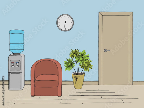 Office corridor graphic color interior sketch vector