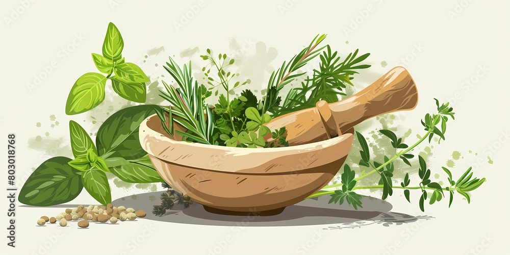 Alternative medicine with medicinal herbs background picture, 