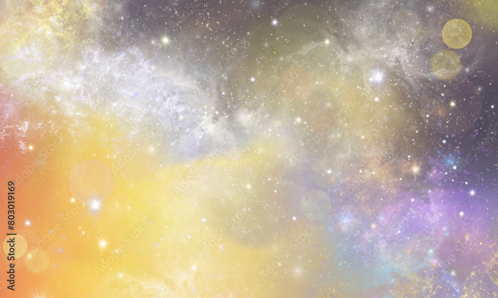 colorful abstract pastel stars and cloud galaxy patterned background, purple  gradient background