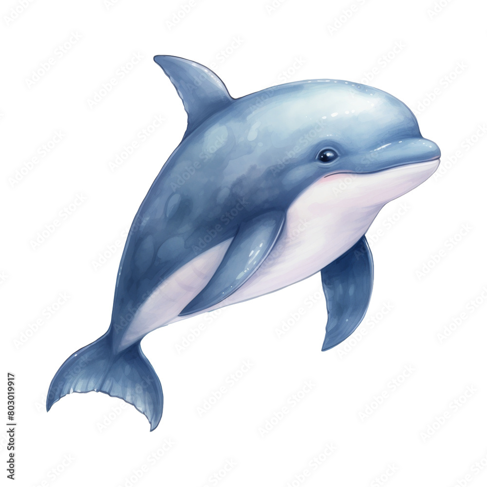 Obraz premium Dolphin Isolated Detailed Watercolor Hand Drawn Painting Illustration