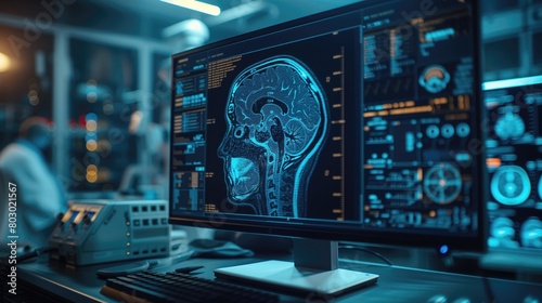  Doctors use advanced medical imaging equipment equipped with electronic brains and high-performance motherboards to analyze diagnostic images and detect abnormalities photo
