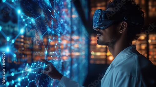 Virtual Reality Simulation: Scientists develop a virtual reality simulation powered by an electronic brain housed within a specially designed motherboard, creating immersive digital environments that  © arti om