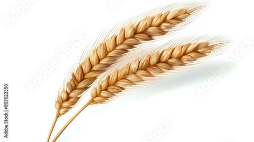 Three-Dimensional Grain: Yellow Wheat Ear on Transparent or White Background