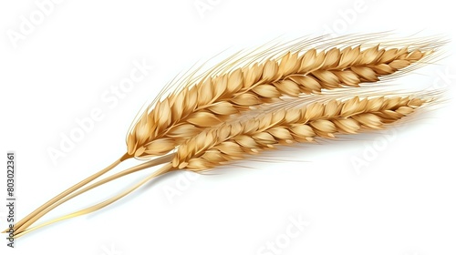 Golden Wheat: Three-Dimensional Ear Isolated on Transparent Background