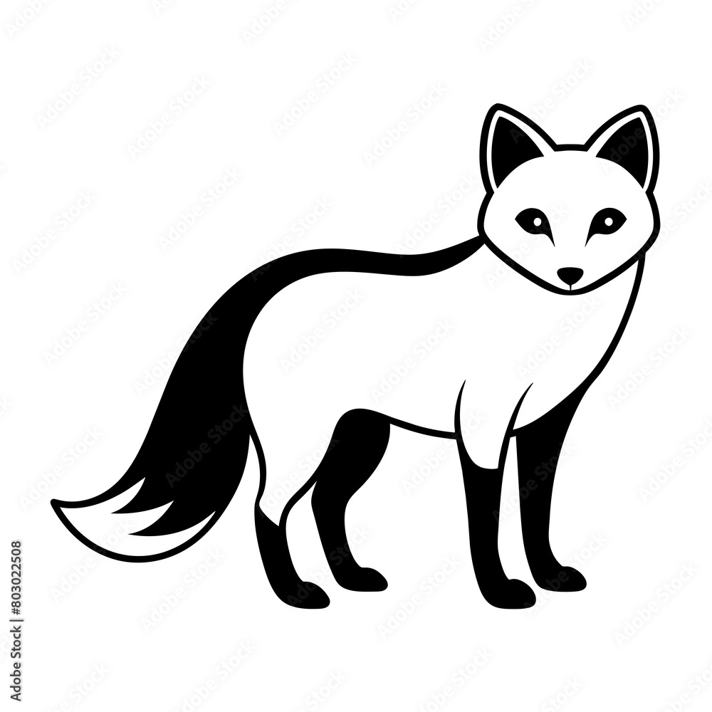 Arctic fox vector icon line art