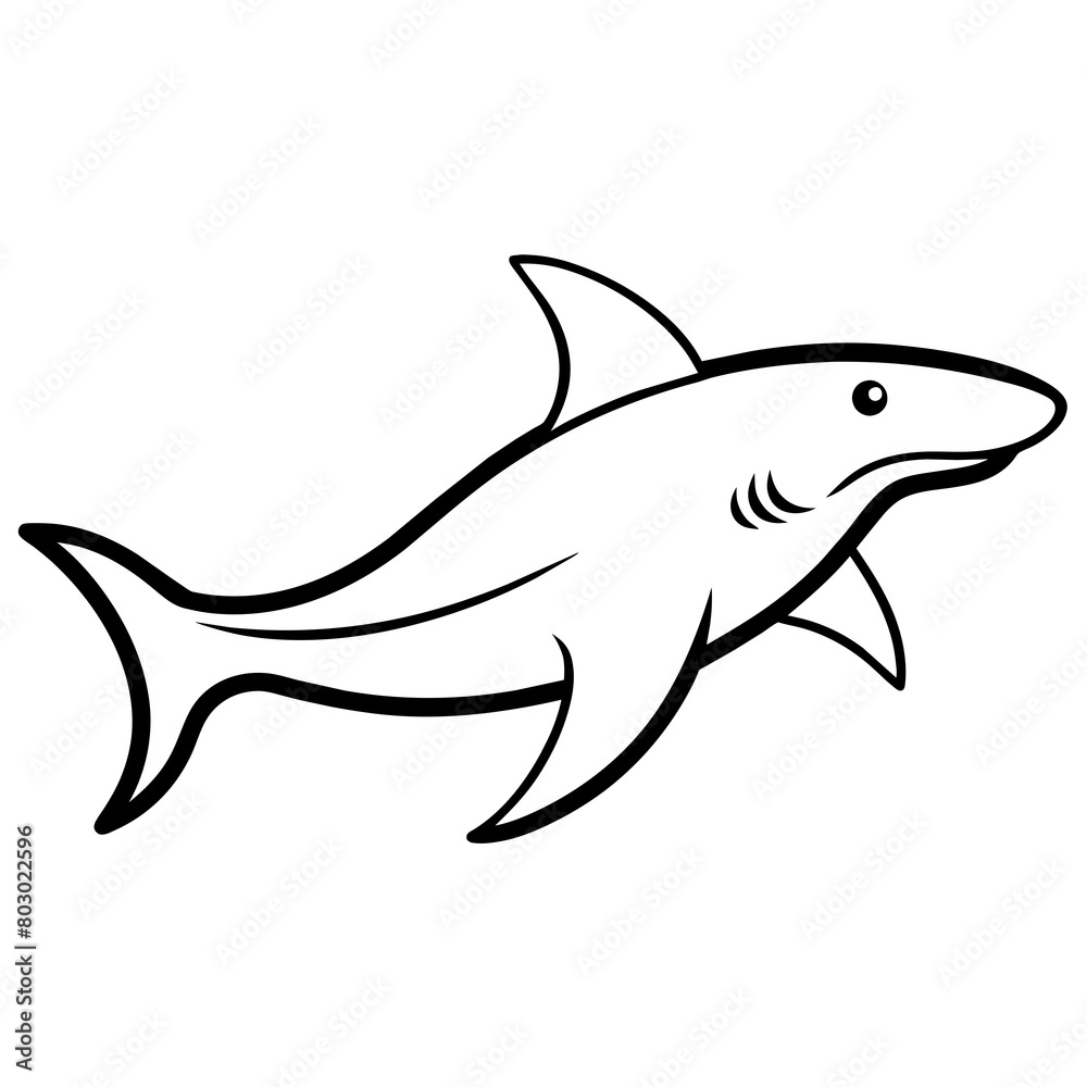 Hammerhead shark vector icon line art Hammerhead shark vector icon line art