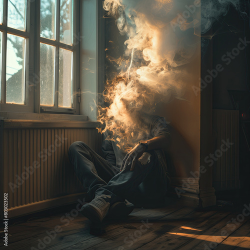 Burnout in a corner of the room