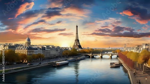 Cityscape Marvel: Captivating Paris City View with Eiffel Tower Panorama © Abbassi